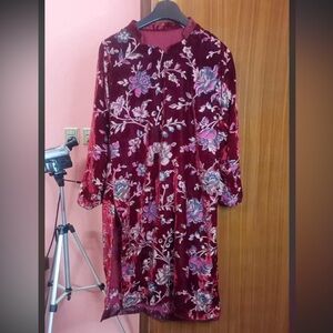 Floral Velvet Dress palachi set sz 40 chest